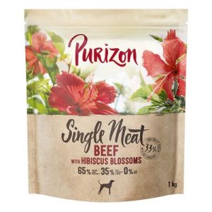 Purizon Single Meat Manzo con Fiori di ibisco Crocchette per cane - 4 x 1 kg