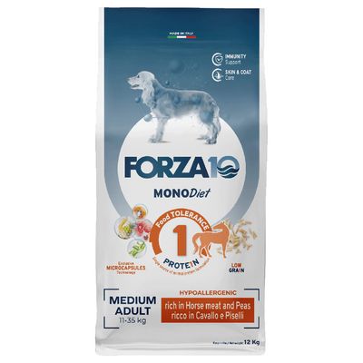 Forza10 Medium Diet al Cavallo e Piselli Crocchette cane - Set %: 2 x 12 kg