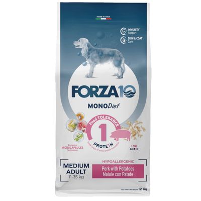 Forza10 Medium Diet Low Grain al Maiale Crocchette cane - 12 kg