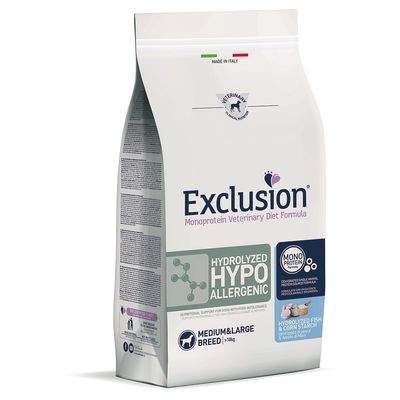 Exclusion Diet Hydrolyzed Hypoallergenic Medium/Large Pesce & Amido di mais - 2 kg
