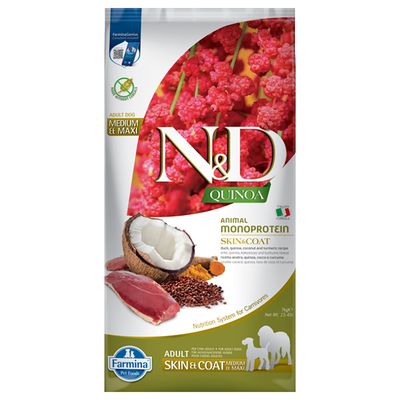 Farmina N&D Quinoa Skin & Coat Medium/Maxi Anatra, Cocco e Curcuma - Set %: 2 x 7 kg