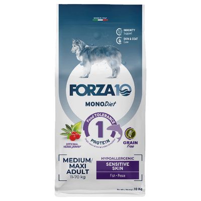 Forza10 Mono Diet Medium & Large Sensitive Skin con Pesce per cane - 10 kg