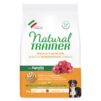 Natural Trainer Sensitive Adult Medium & Maxi con Agnello Crocchette cane - 3 kg - Set %: 2 x 12 kg