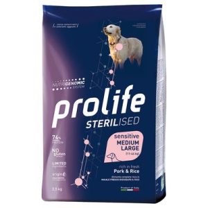 Prolife Sterilised Sensitive Maiale e Riso Crocchette per cane - 12 kg