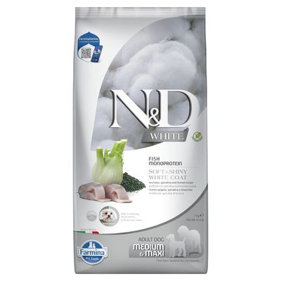 Farmina N&D Dog Adult Medium/Maxi White Spigola, Spirulina & Finocchio - Set %: 2 x 7 kg