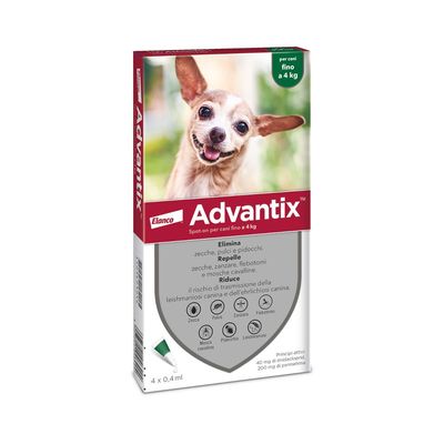 Advantix® Spot-on per cani fino a 4 kg - 4 pipette (0,4 ml)