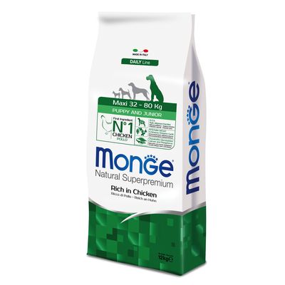 2 x 12 kg Monge Superpremium Crocchette cane - Puppy Junior Maxi