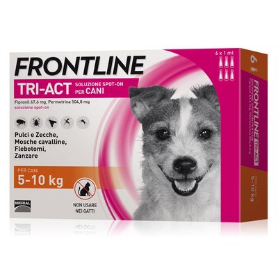 Frontline Tri-Act soluzione spot-on per cani 5-10 kg - 6 pipette (1 ml)