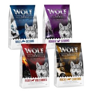 Set prova misto! Wolf of Wilderness Elements 4 x 1 kg Crocchette per cani