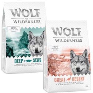 Set prova misto! Wolf of Wilderness Adult Crocchette per cani