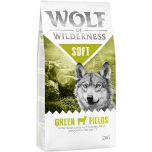 Multipack risparmio! 2 x 12 kg Wolf of Wilderness Adult Soft Crocchette semi-umide per cani - "Green Fields" - Agnello
