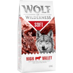 Multipack risparmio! 2 x 12 kg Wolf of Wilderness Adult Soft Crocchette semi-umide per cani - "High Valley" - Manzo